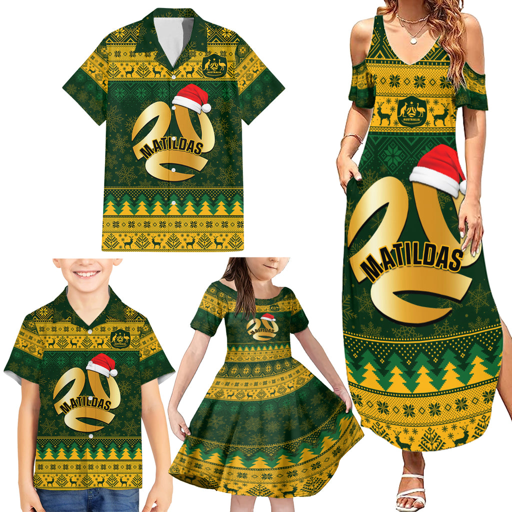 personalised-australia-matildas-christmas-family-matching-summer-maxi-dress-and-hawaiian-shirt-merry-xmas-2023-national-color