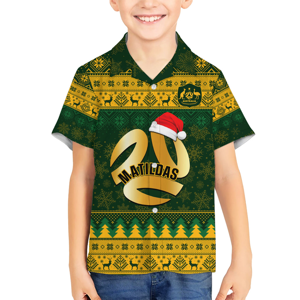 personalised-australia-matildas-christmas-kid-hawaiian-shirt-merry-xmas-2023-national-color