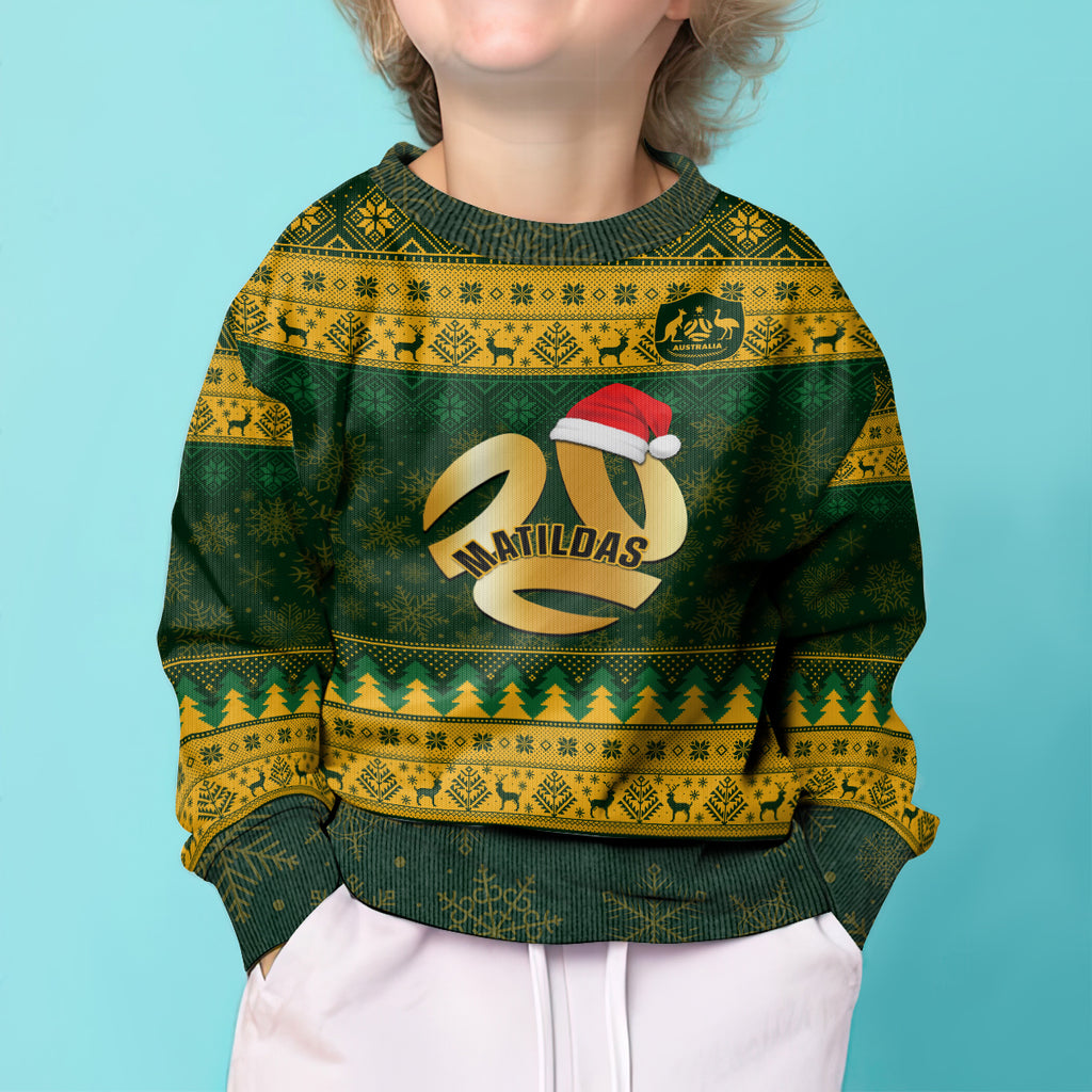 personalised-australia-matildas-christmas-kid-ugly-christmas-sweater-merry-xmas-2023-national-color