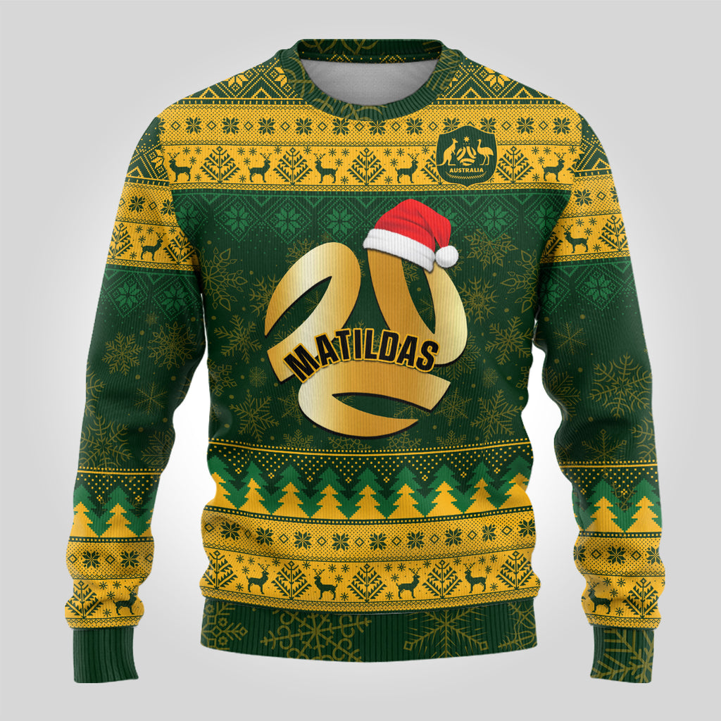 personalised-australia-matildas-christmas-ugly-christmas-sweater-merry-xmas-2023-national-color