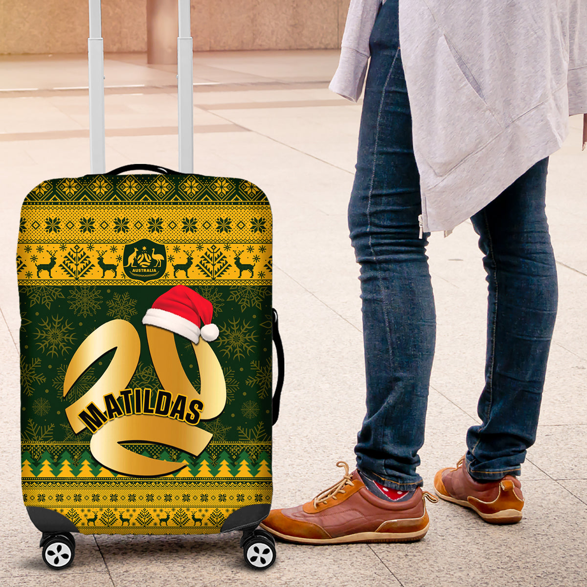 personalised-australia-matildas-christmas-luggage-cover-merry-xmas-2023-national-color
