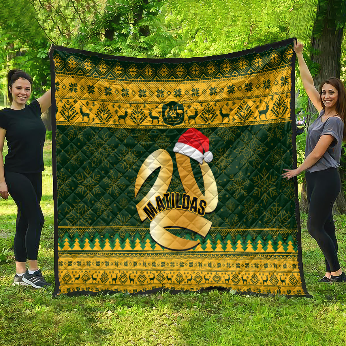 personalised-australia-matildas-christmas-quilt-merry-xmas-2023-national-color