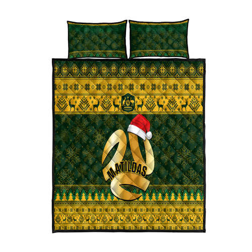 personalised-australia-matildas-christmas-quilt-bed-set-merry-xmas-2023-national-color