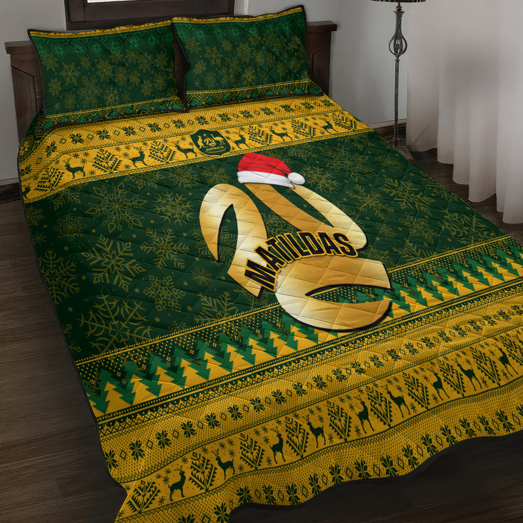 personalised-australia-matildas-christmas-quilt-bed-set-merry-xmas-2023-national-color