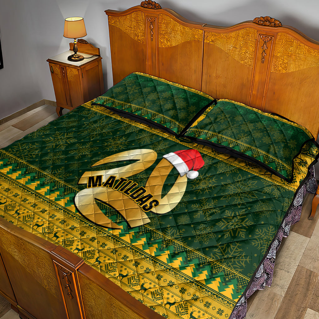 personalised-australia-matildas-christmas-quilt-bed-set-merry-xmas-2023-national-color