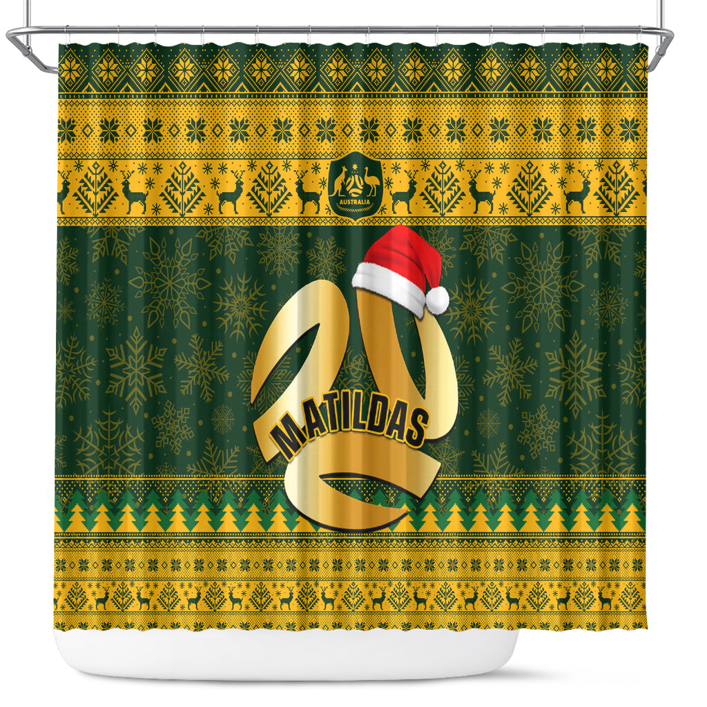 personalised-australia-matildas-christmas-shower-curtain-merry-xmas-2023-national-color