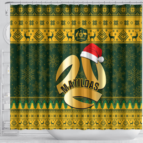 personalised-australia-matildas-christmas-shower-curtain-merry-xmas-2023-national-color