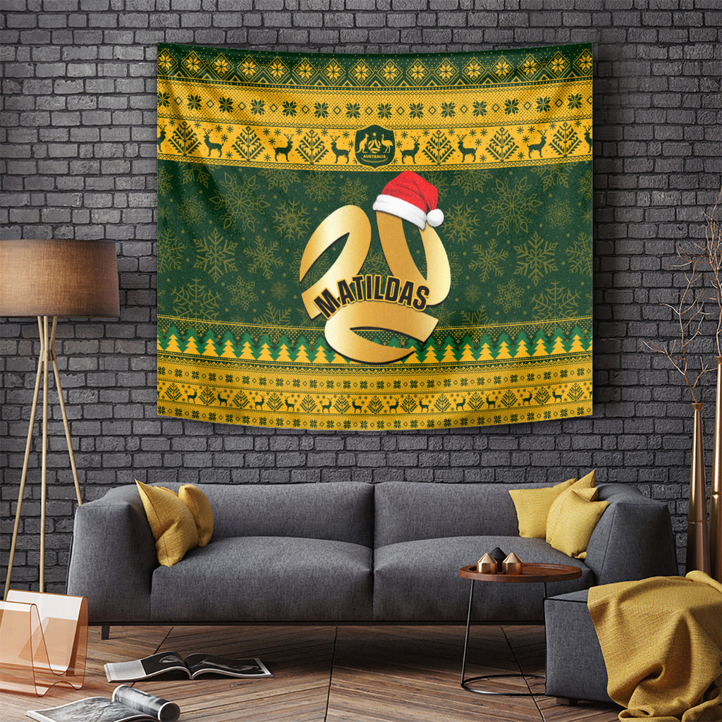 personalised-australia-matildas-christmas-tapestry-merry-xmas-2023-national-color