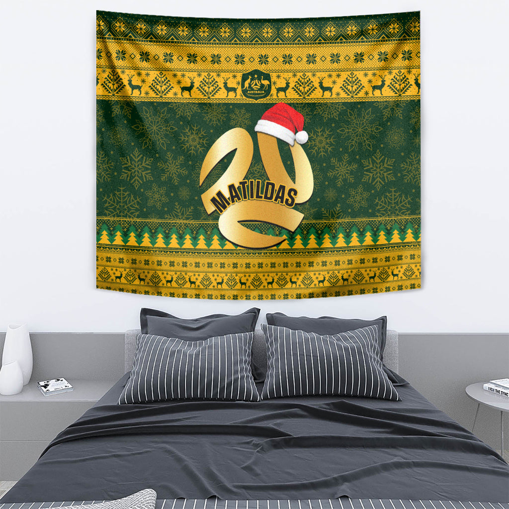 personalised-australia-matildas-christmas-tapestry-merry-xmas-2023-national-color