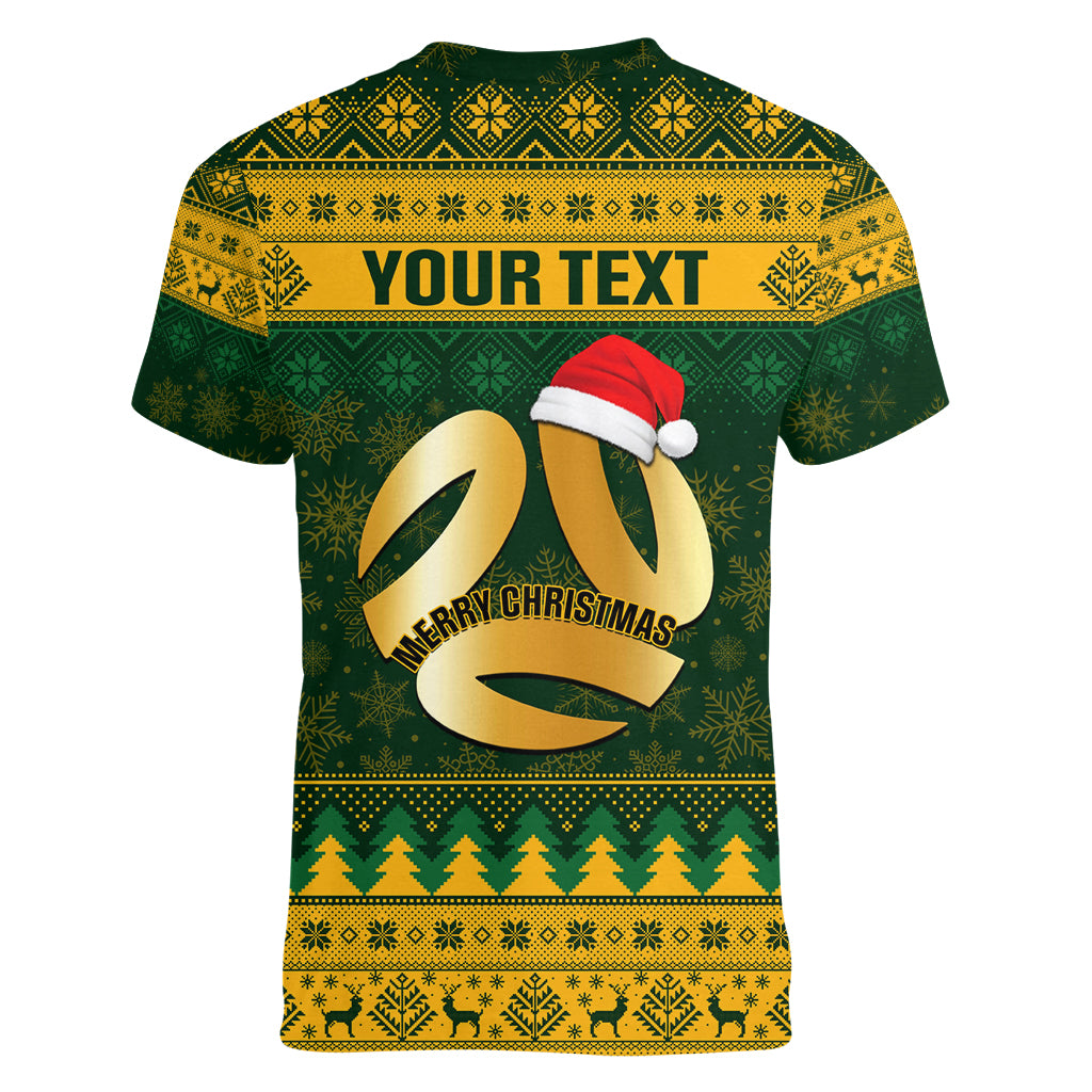 personalised-australia-matildas-christmas-women-v-neck-t-shirt-merry-xmas-2023-national-color