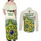 australia-cricket-couples-matching-off-shoulder-maxi-dress-and-long-sleeve-button-shirts-boxing-day-2023-test-indigenous-art