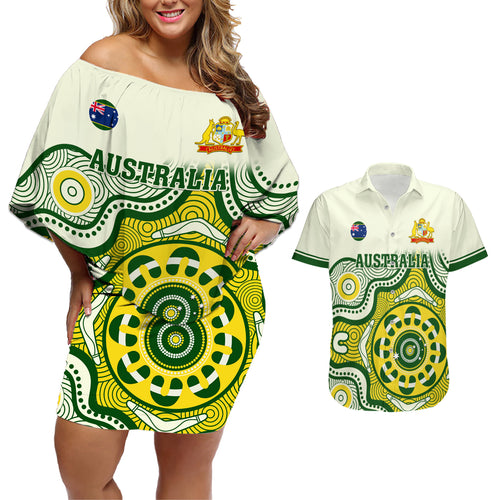 australia-cricket-couples-matching-off-shoulder-short-dress-and-hawaiian-shirt-boxing-day-2023-test-indigenous-art