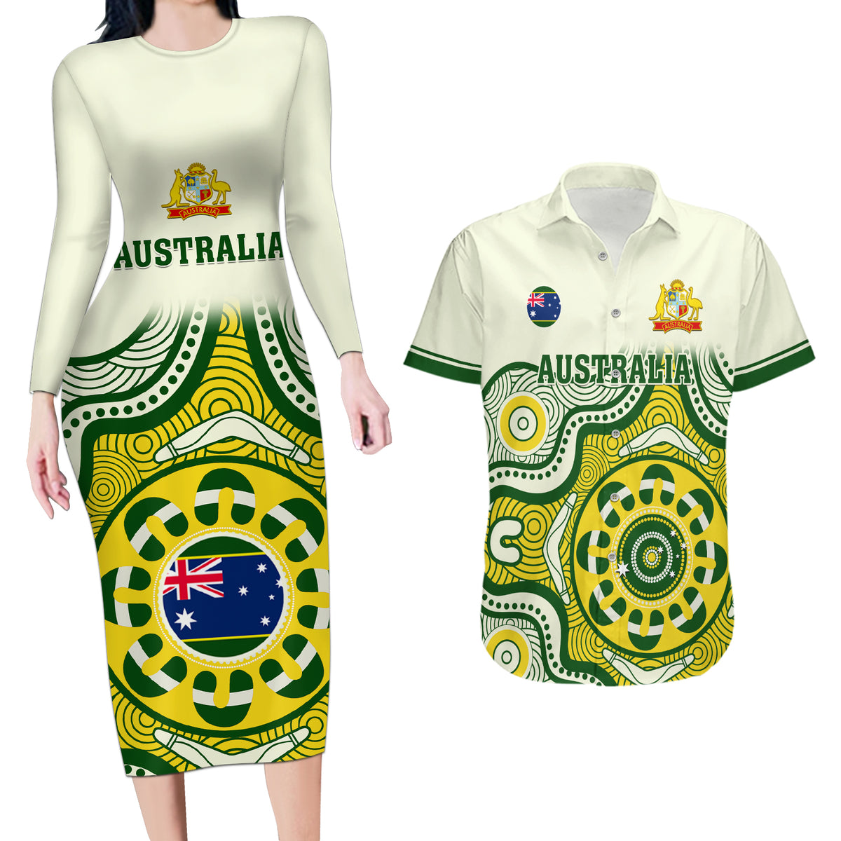 custom-australia-cricket-couples-matching-long-sleeve-bodycon-dress-and-hawaiian-shirt-boxing-day-2023-test-indigenous-art