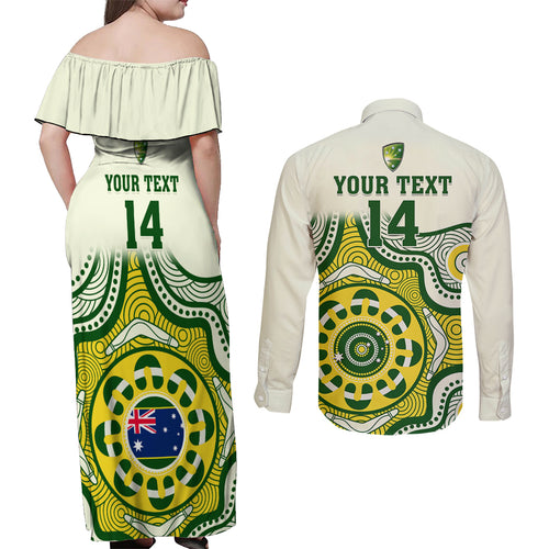 custom-australia-cricket-couples-matching-off-shoulder-maxi-dress-and-long-sleeve-button-shirts-boxing-day-2023-test-indigenous-art