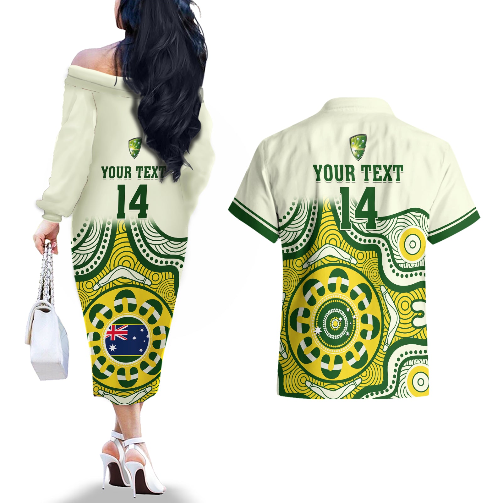 custom-australia-cricket-couples-matching-off-the-shoulder-long-sleeve-dress-and-hawaiian-shirt-boxing-day-2023-test-indigenous-art