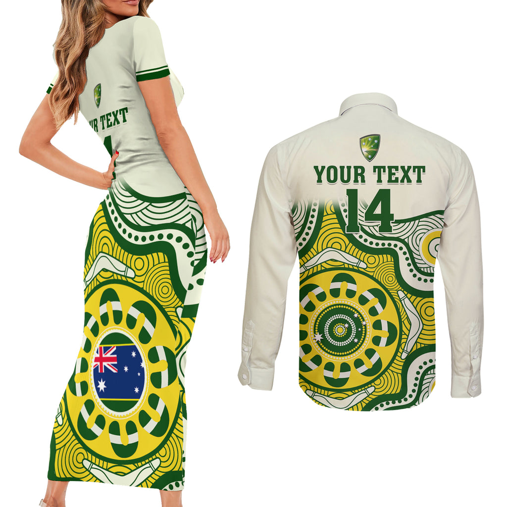 custom-australia-cricket-couples-matching-short-sleeve-bodycon-dress-and-long-sleeve-button-shirts-boxing-day-2023-test-indigenous-art