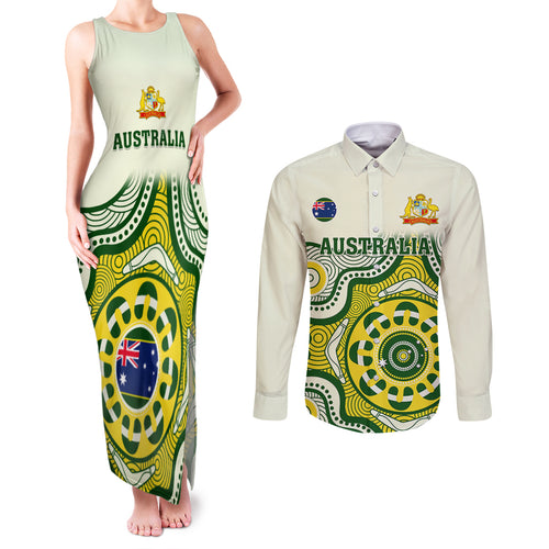 custom-australia-cricket-couples-matching-tank-maxi-dress-and-long-sleeve-button-shirts-boxing-day-2023-test-indigenous-art
