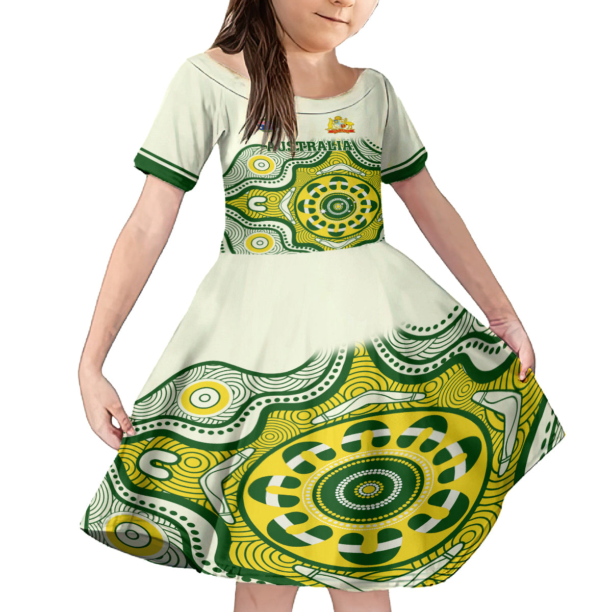 custom-australia-cricket-kid-short-sleeve-dress-boxing-day-2023-test-indigenous-art