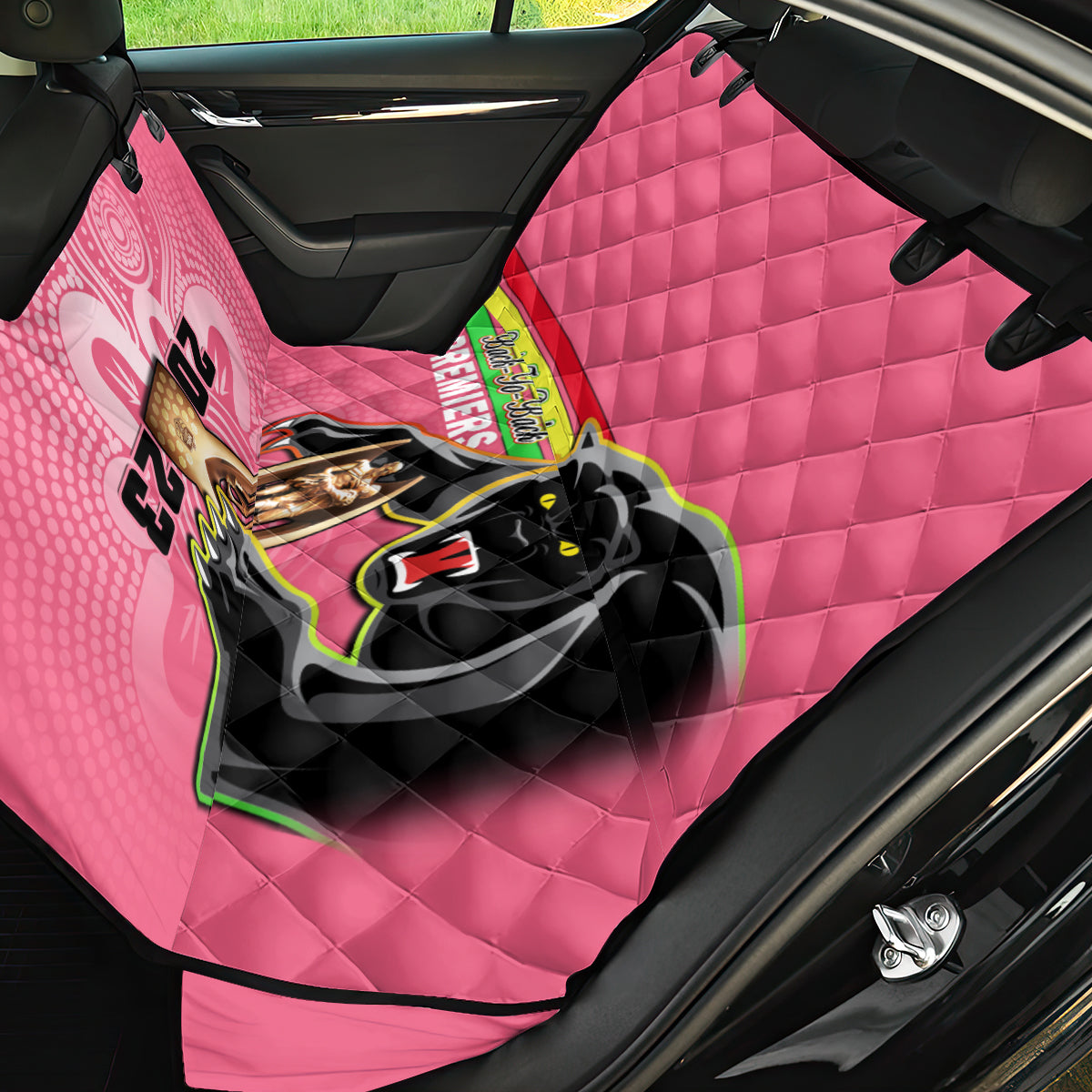 personalised-panthers-back-car-seat-cover-premiers-back-to-back-2023-pink-version