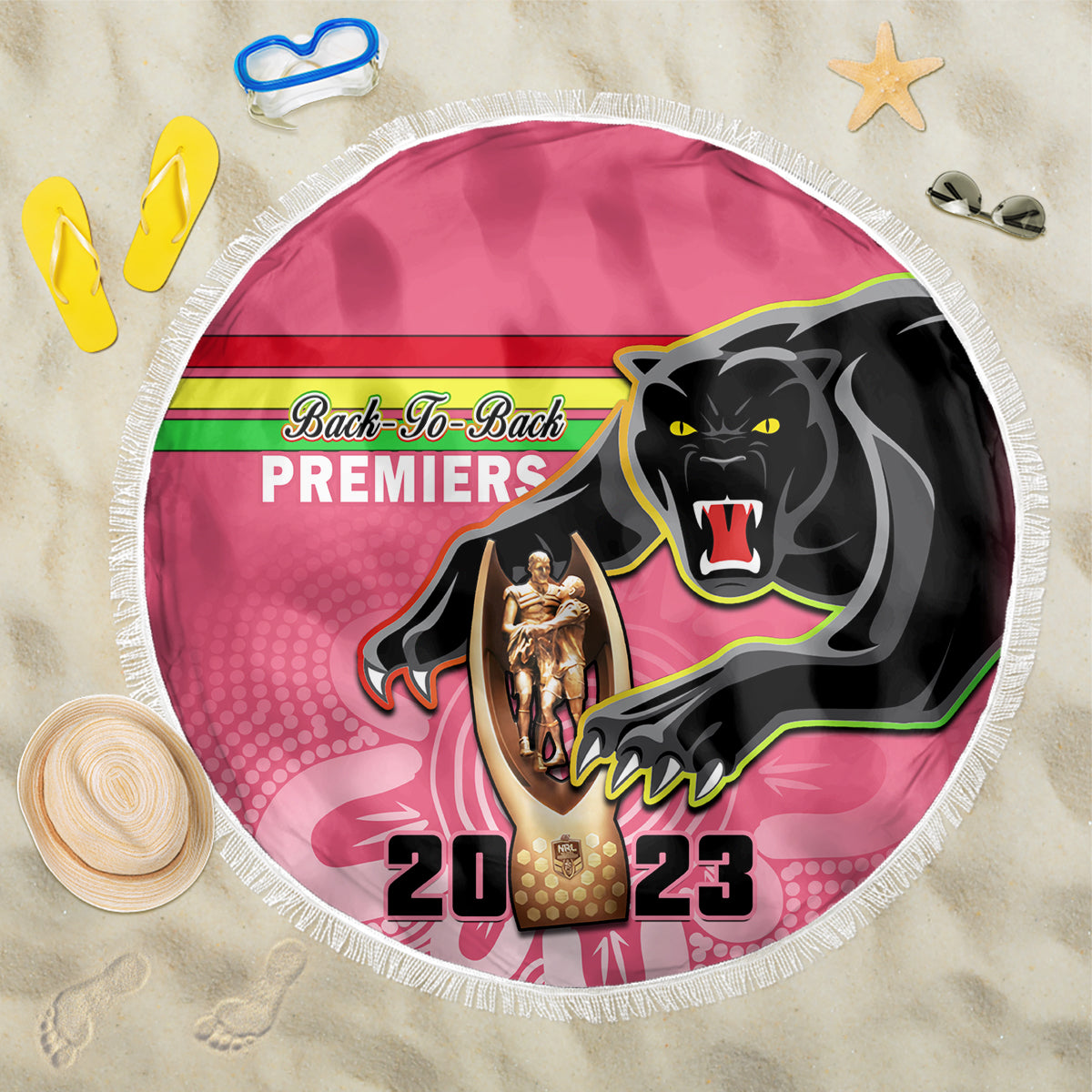 personalised-panthers-beach-blanket-premiers-back-to-back-2023-pink-version