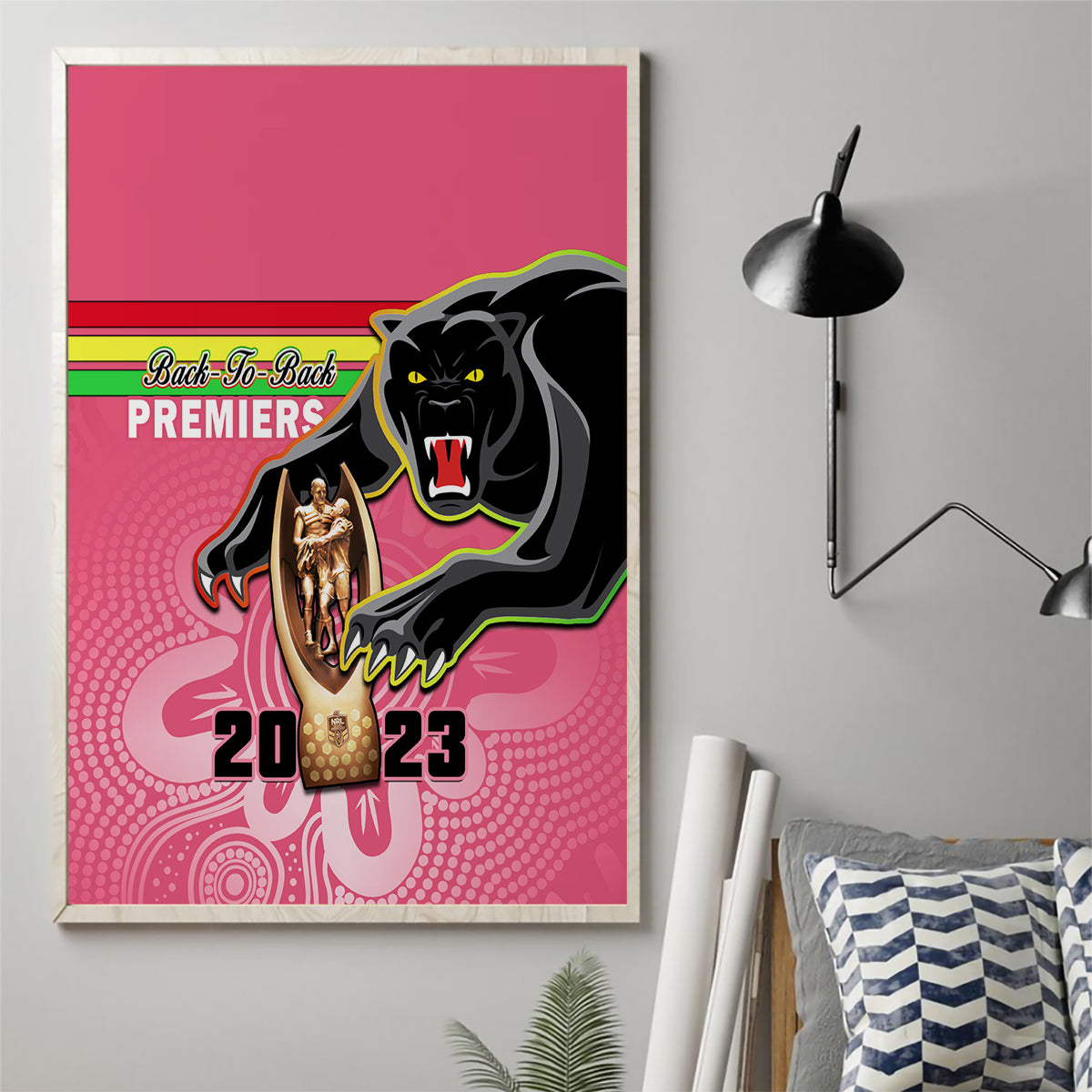 personalised-panthers-canvas-wall-art-premiers-back-to-back-2023-pink-version