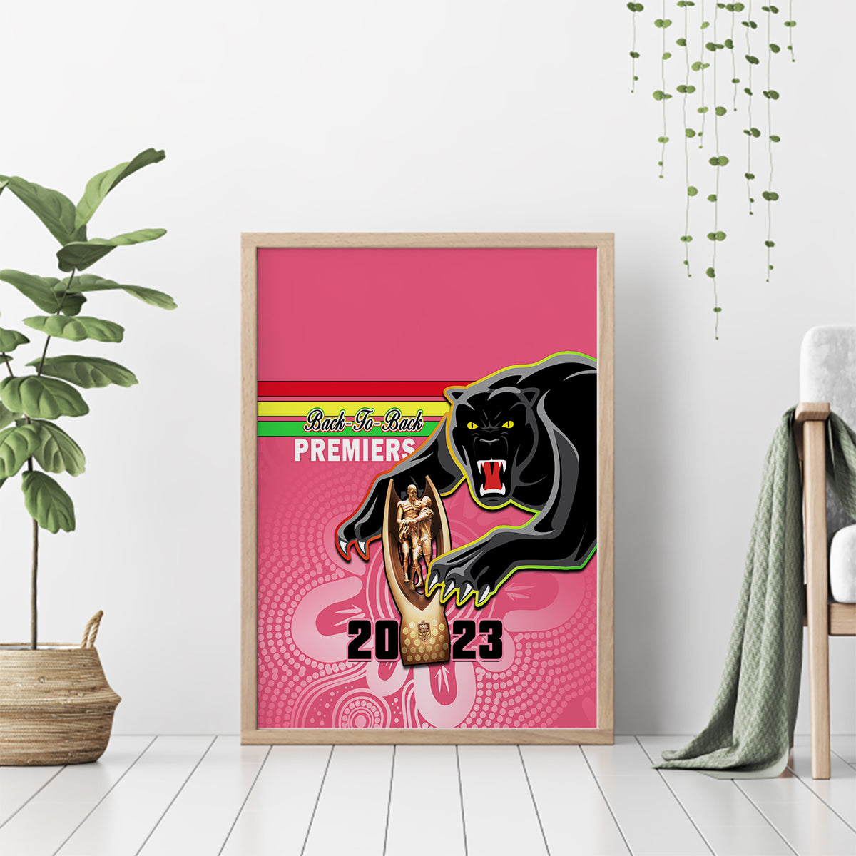 personalised-panthers-canvas-wall-art-premiers-back-to-back-2023-pink-version
