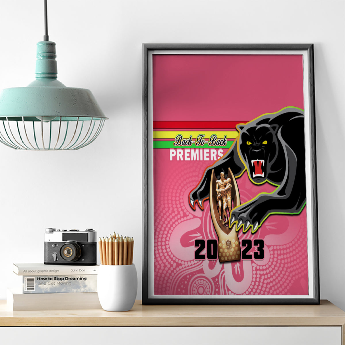 personalised-panthers-canvas-wall-art-premiers-back-to-back-2023-pink-version