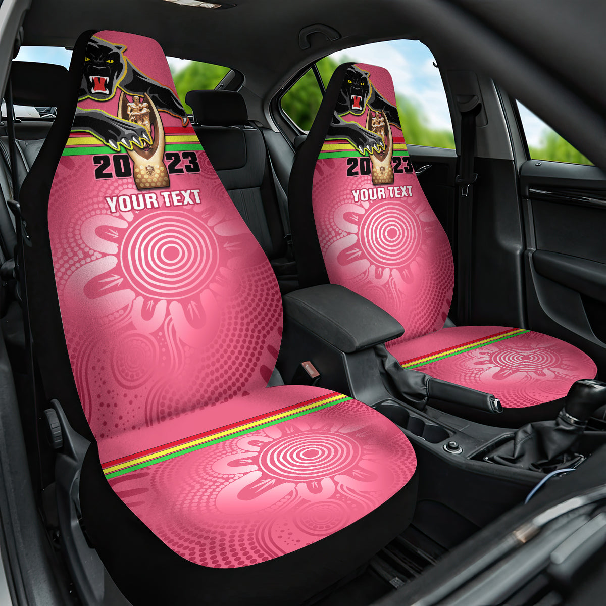 personalised-panthers-car-seat-cover-premiers-back-to-back-2023-pink-version