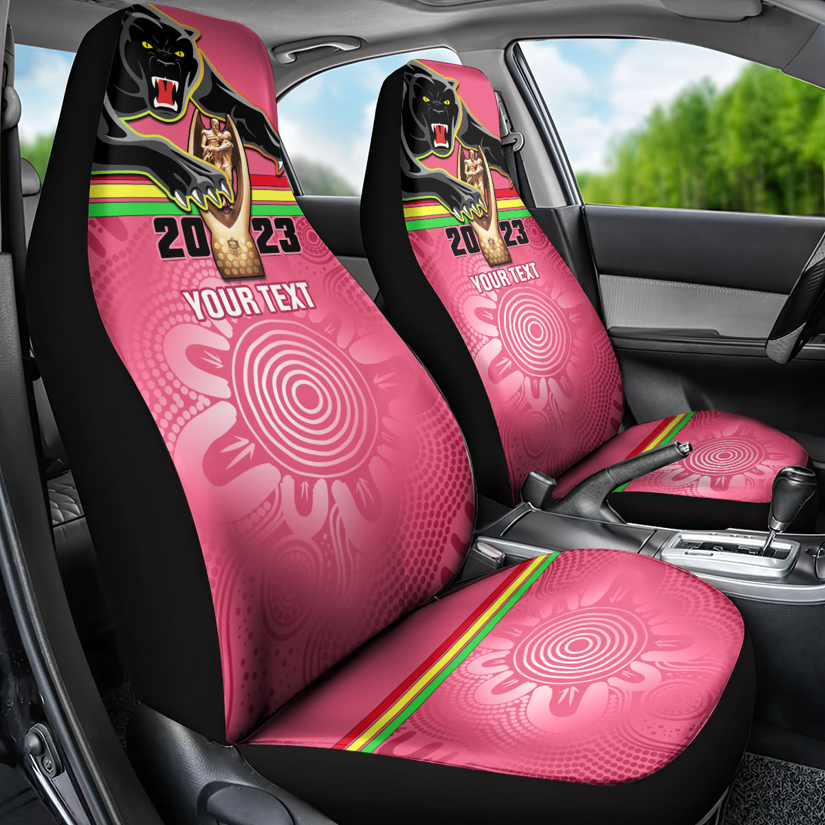 personalised-panthers-car-seat-cover-premiers-back-to-back-2023-pink-version