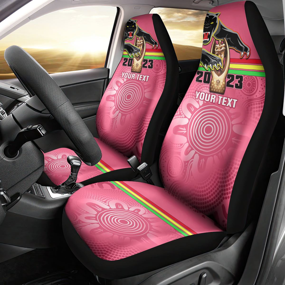 personalised-panthers-car-seat-cover-premiers-back-to-back-2023-pink-version