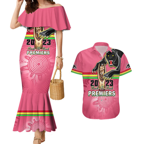 personalised-panthers-couples-matching-mermaid-dress-and-hawaiian-shirt-premiers-back-to-back-2023-pink-version