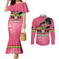 personalised-panthers-couples-matching-mermaid-dress-and-long-sleeve-button-shirts-premiers-back-to-back-2023-pink-version