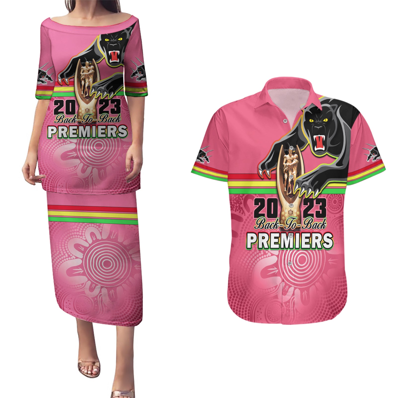 personalised-panthers-couples-matching-puletasi-dress-and-hawaiian-shirt-premiers-back-to-back-2023-pink-version