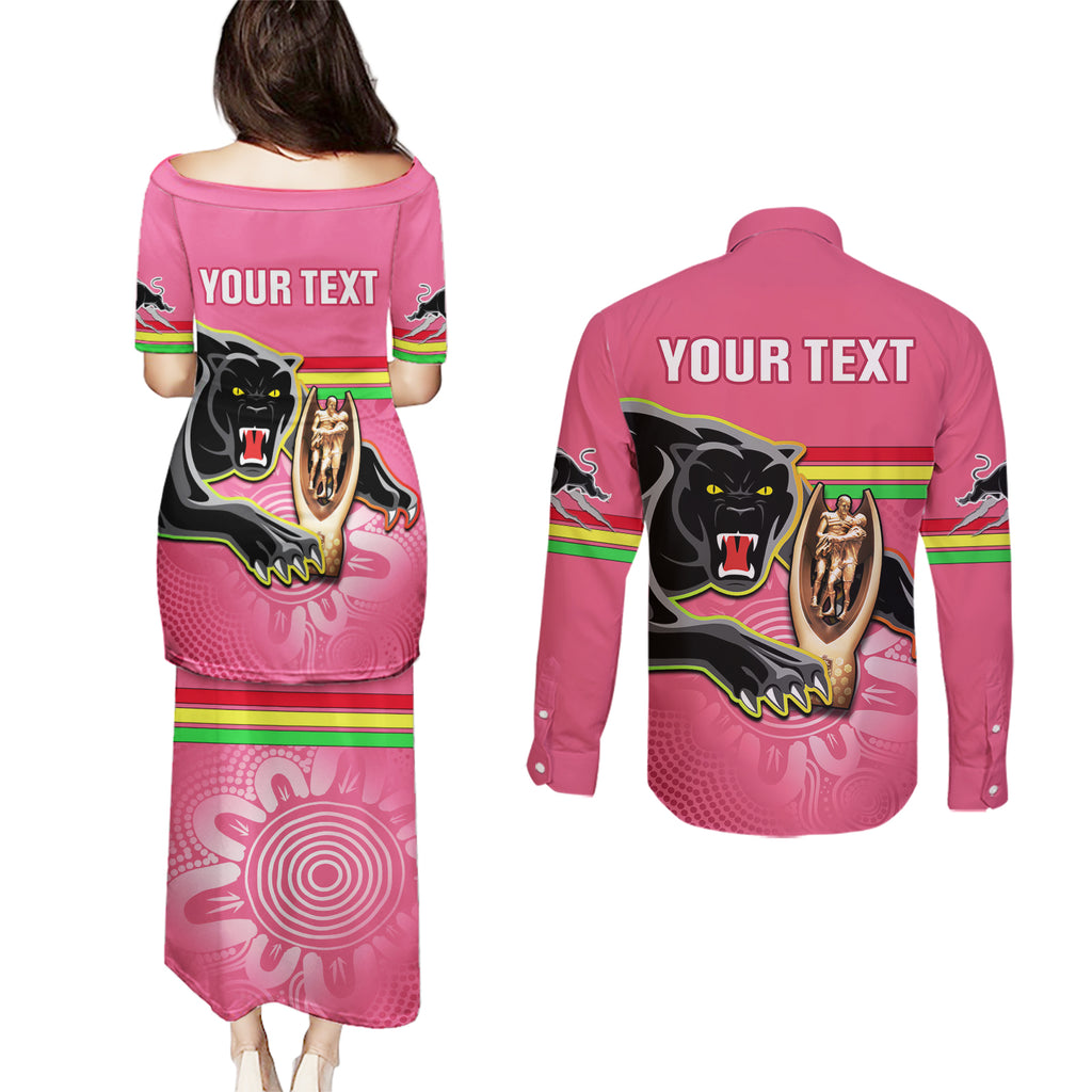 personalised-panthers-couples-matching-puletasi-dress-and-long-sleeve-button-shirts-premiers-back-to-back-2023-pink-version