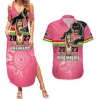 personalised-panthers-couples-matching-summer-maxi-dress-and-hawaiian-shirt-premiers-back-to-back-2023-pink-version