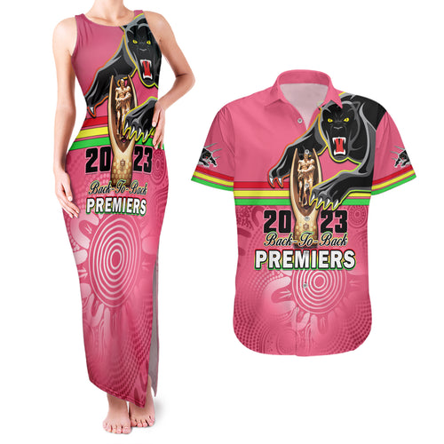 personalised-panthers-couples-matching-tank-maxi-dress-and-hawaiian-shirt-premiers-back-to-back-2023-pink-version