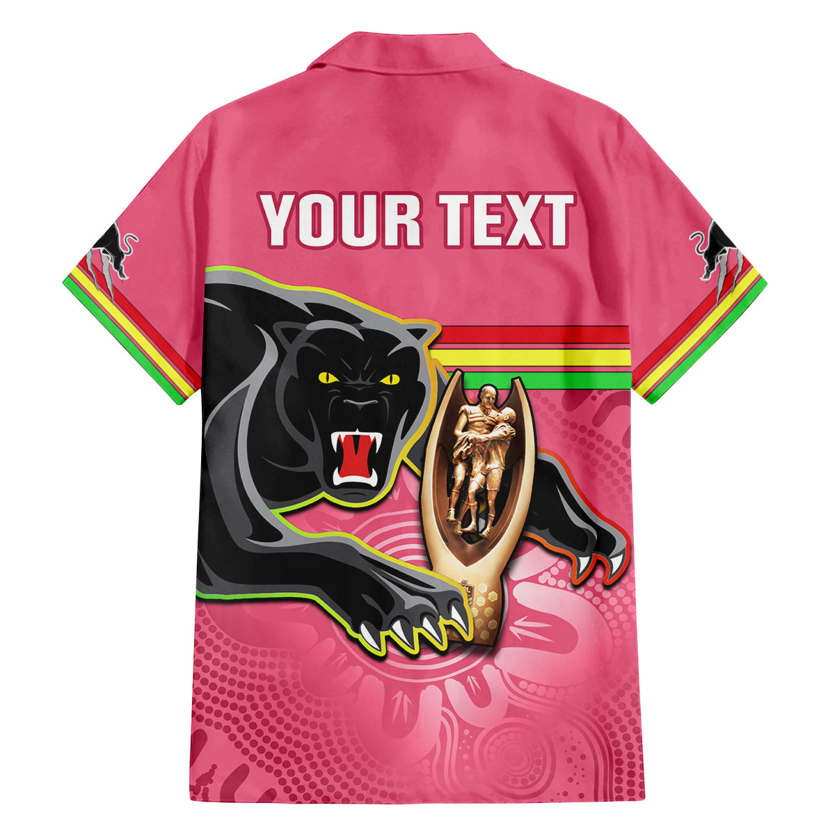 personalised-panthers-family-matching-off-shoulder-short-dress-and-hawaiian-shirt-premiers-back-to-back-2023-pink-version