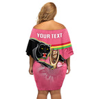 personalised-panthers-family-matching-off-shoulder-short-dress-and-hawaiian-shirt-premiers-back-to-back-2023-pink-version