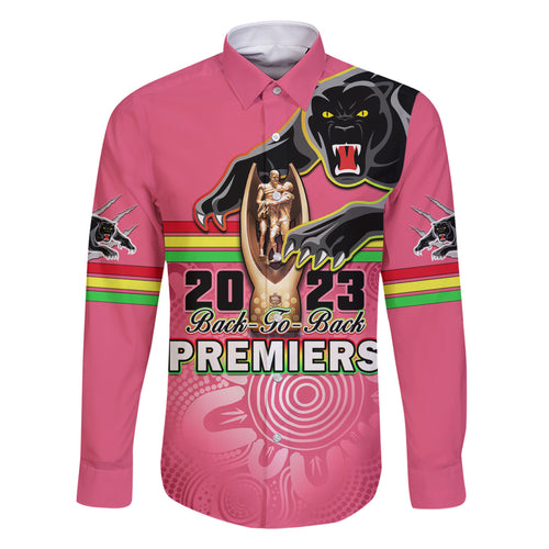 personalised-panthers-family-matching-tank-maxi-dress-and-hawaiian-shirt-premiers-back-to-back-2023-pink-version