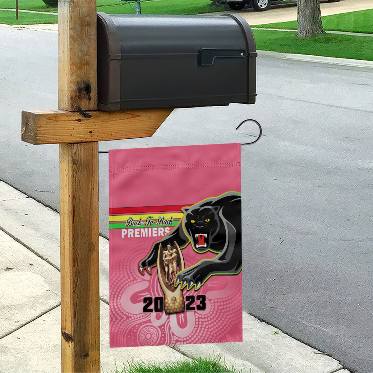 personalised-panthers-garden-flag-premiers-back-to-back-2023-pink-version
