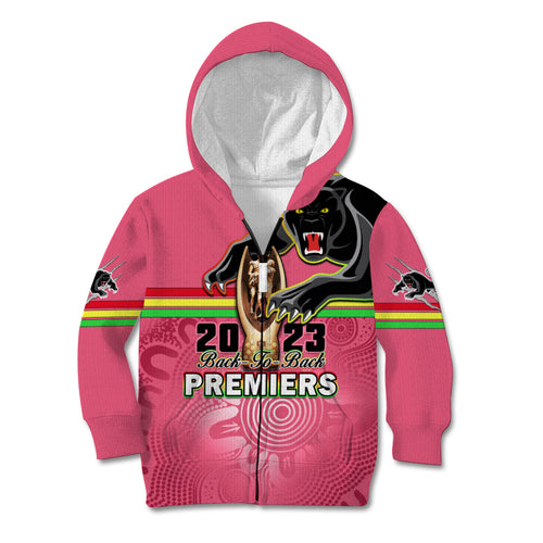 personalised-panthers-kid-hoodie-premiers-back-to-back-2023-pink-version