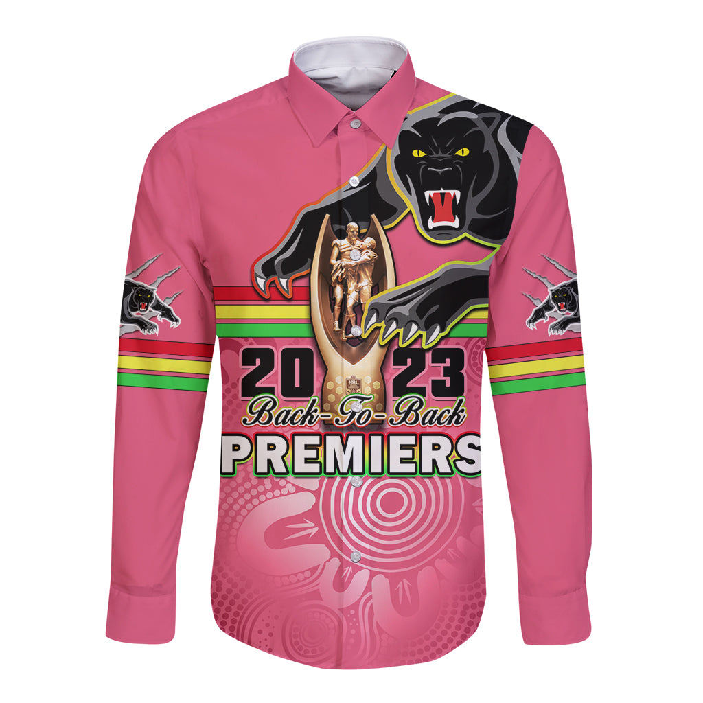 personalised-panthers-long-sleeve-button-shirt-premiers-back-to-back-2023-pink-version