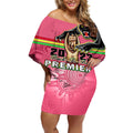 personalised-panthers-off-shoulder-short-dress-premiers-back-to-back-2023-pink-version