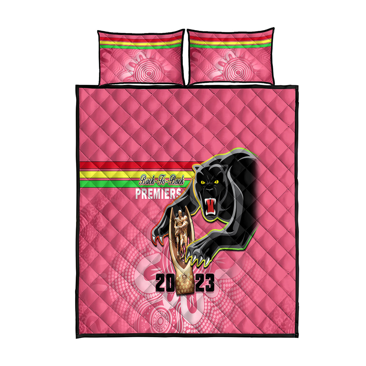personalised-panthers-quilt-bed-set-premiers-back-to-back-2023-pink-version