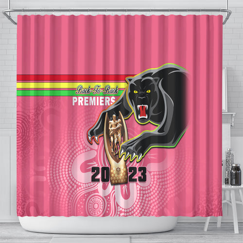 personalised-panthers-shower-curtain-premiers-back-to-back-2023-pink-version