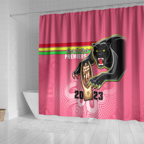 personalised-panthers-shower-curtain-premiers-back-to-back-2023-pink-version