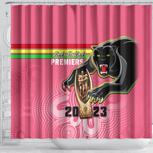 personalised-panthers-shower-curtain-premiers-back-to-back-2023-pink-version
