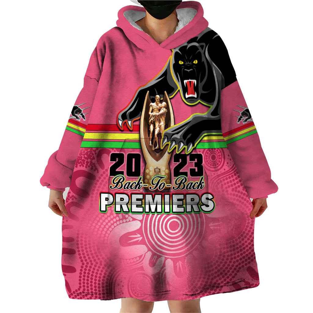 personalised-panthers-wearable-blanket-hoodie-premiers-back-to-back-2023-pink-version