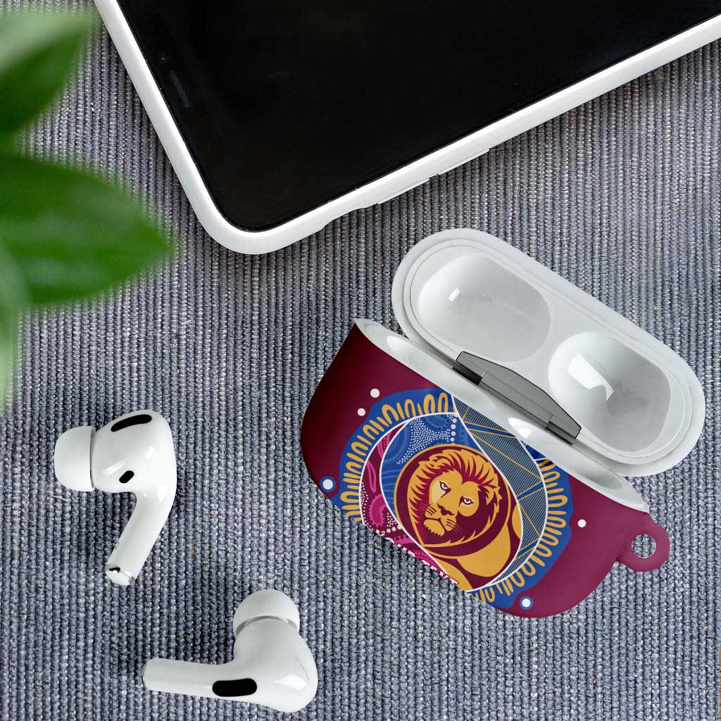 Brisbane Lions Football Custom AirPods Case Premiers Proud Aboriginal Art - Aussie Hoodie