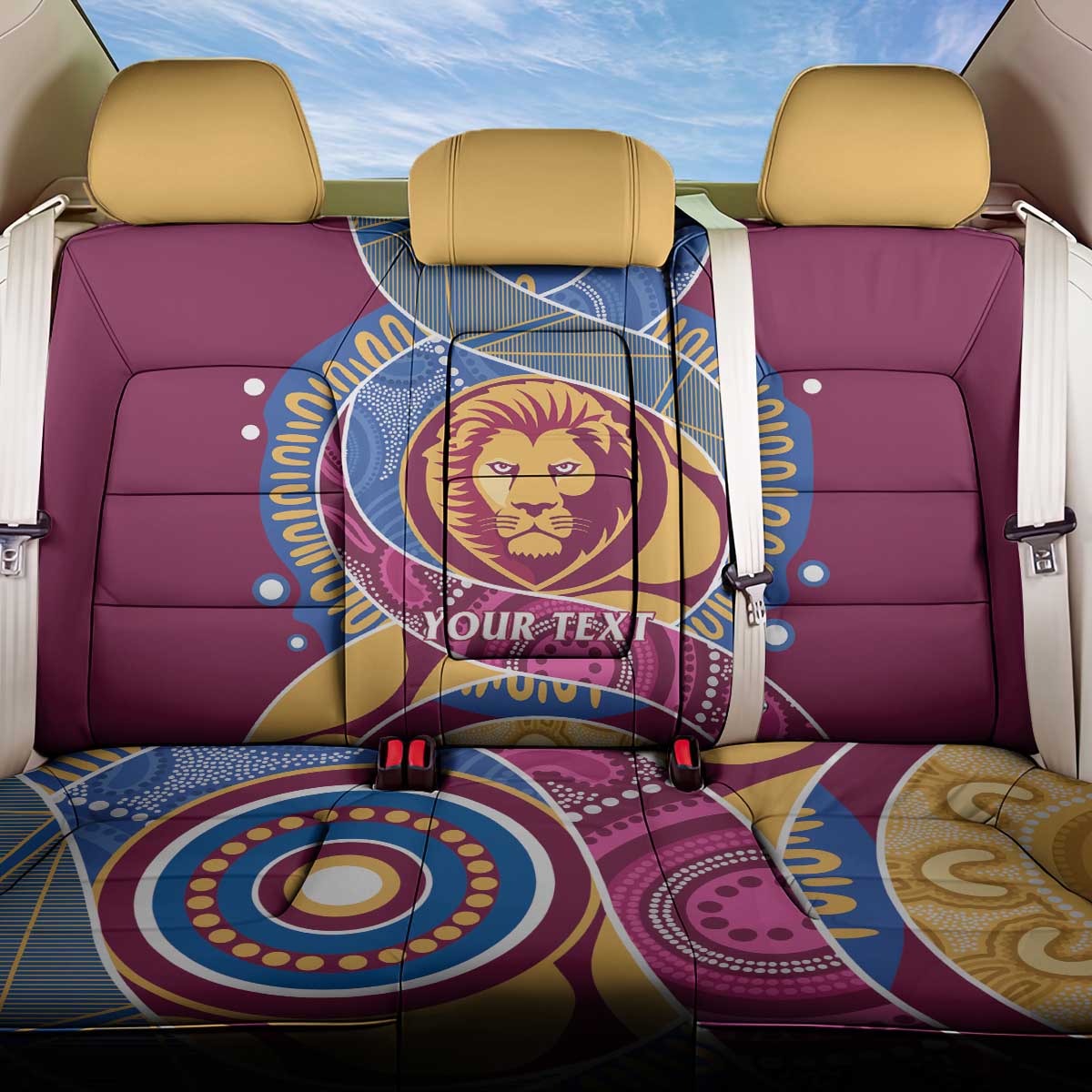 Brisbane Lions Football Custom Back Car Seat Cover Premiers Proud Aboriginal Art - Aussie Hoodie